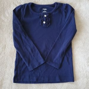 Gymboree navy blue ruffle button long sleeve tee